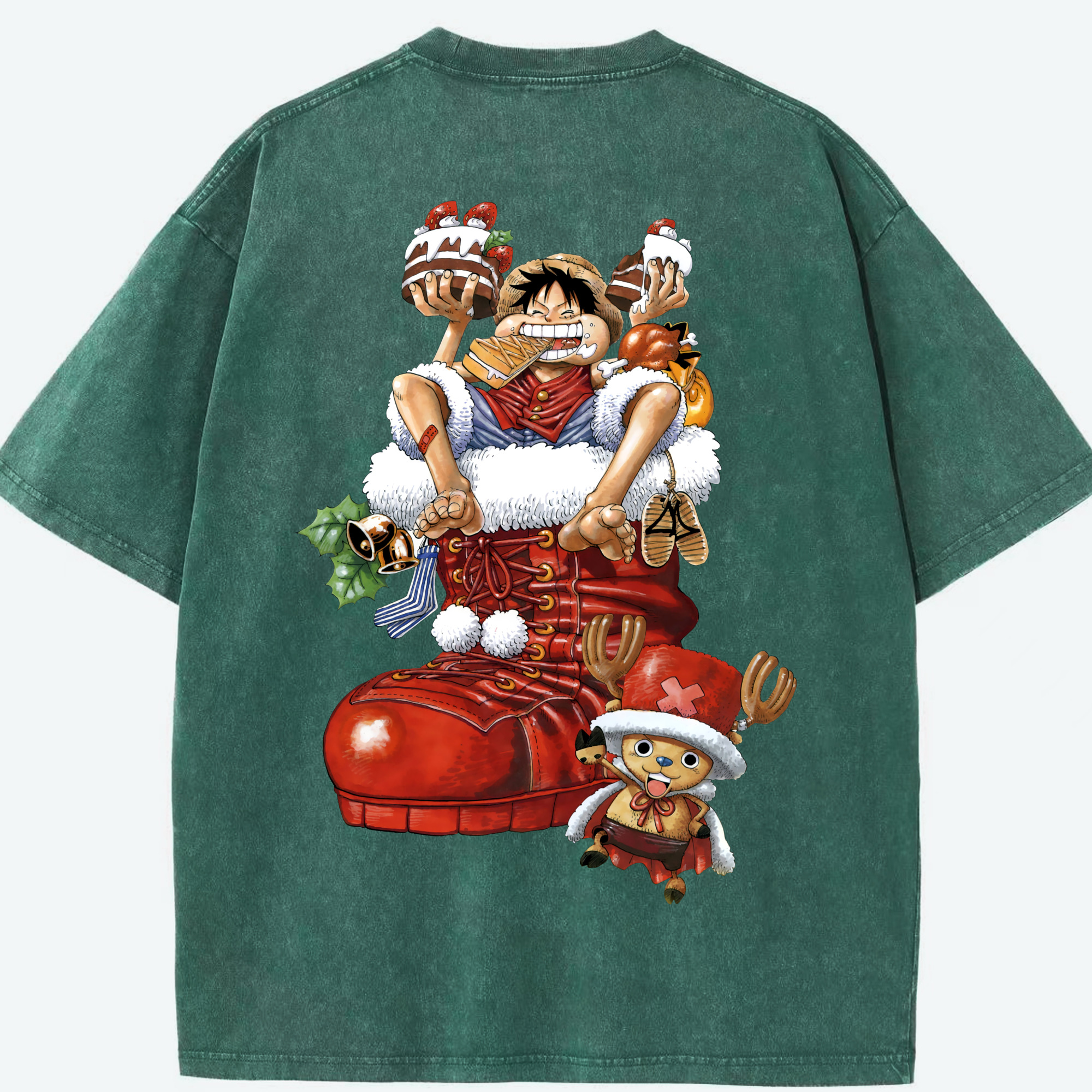 ワンピース モンキー・D・ルフィ ONE PIECE Monkey D. Luffy 綿100% ヴィンテージ風 半袖Tシャツ（背面プリント）